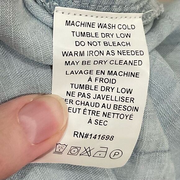 RAMY BROOK Chambray Romper Esie Off The Shoulder Sz S Shortall Light Blue Retro - Picture 6 of 9